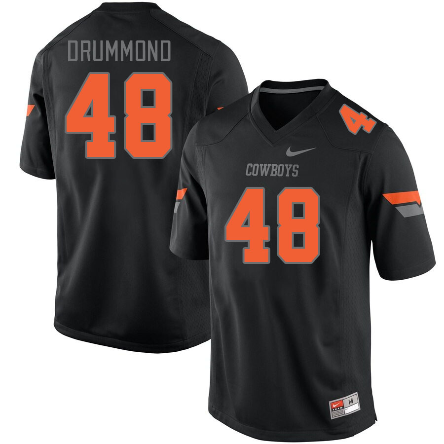 Men #48 Bryce Drummond Oklahoma State Cowboys College Football Jerseys Stitched-Black - Click Image to Close
